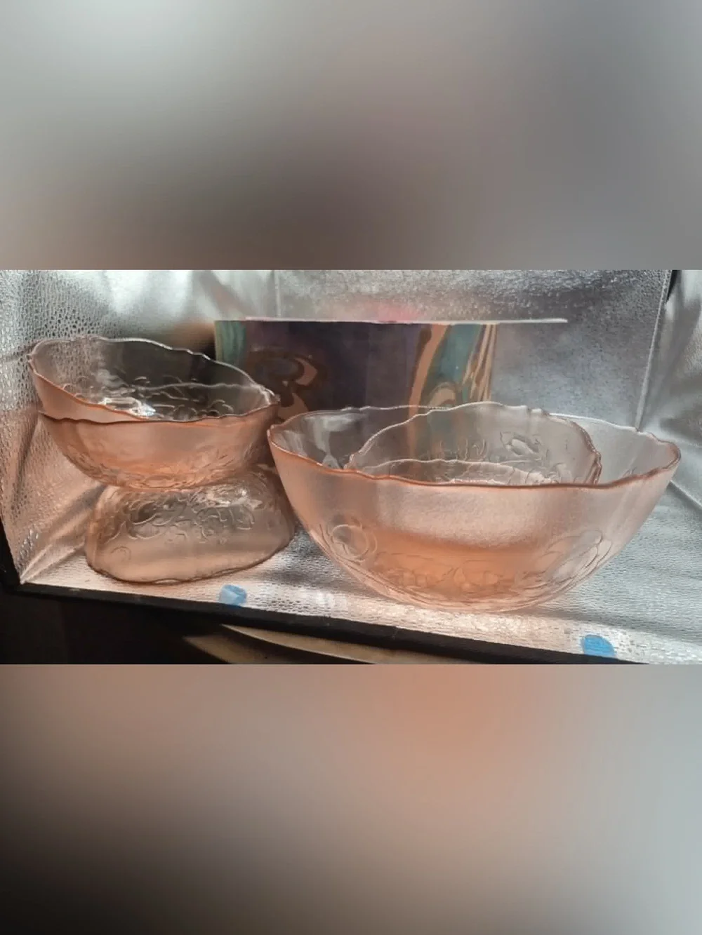 Vintage Pink French Glass Serving Bowl Set - Arcoroc ROSA Rosaline